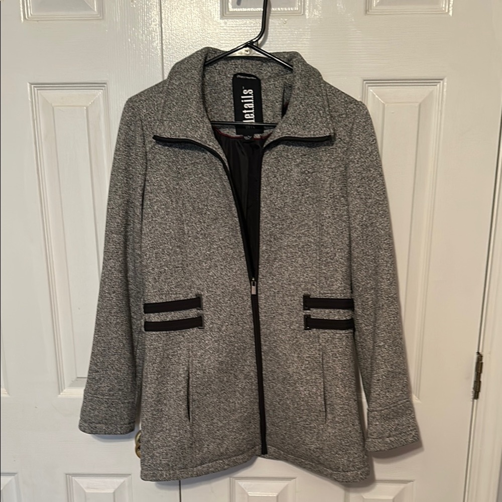 Details International Gray Trench Coat with Classic Collar